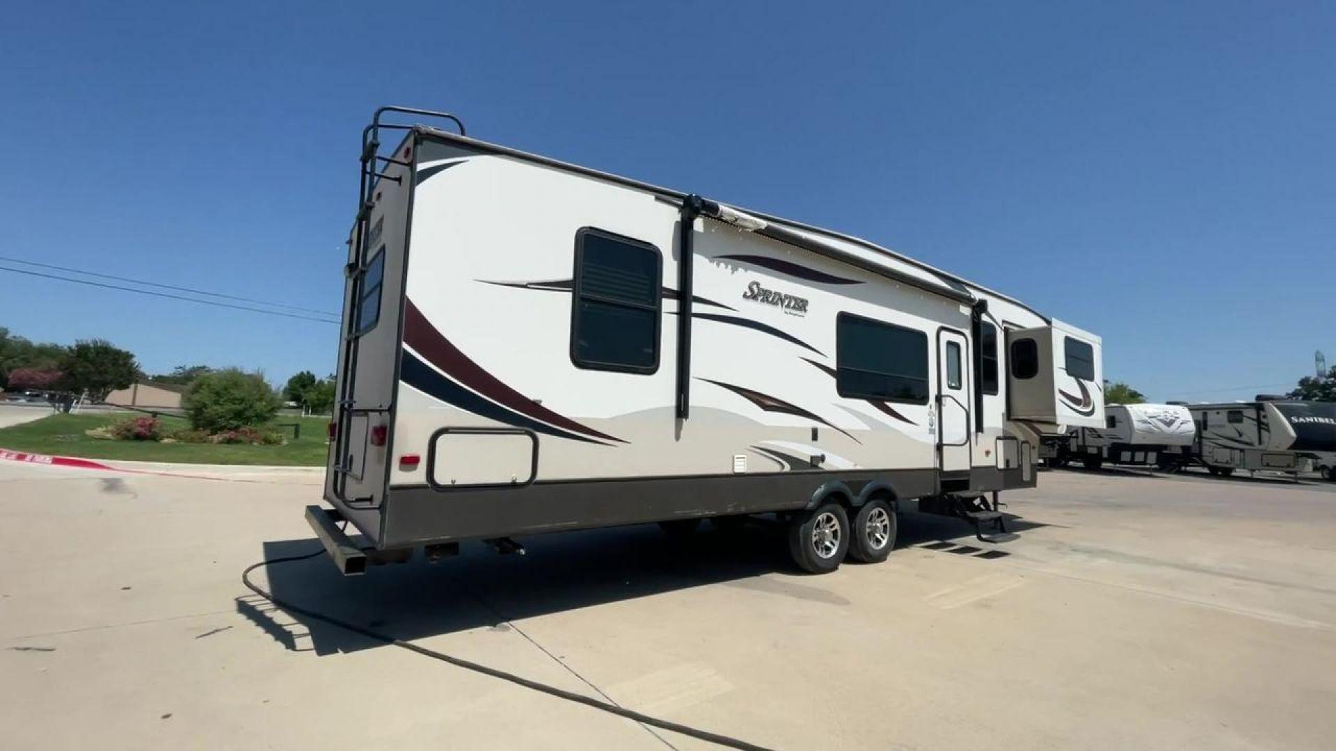 2014 WHITE KEYSTONE SPRINTER 359FWMPR - (4YDF33321E1) , Length: 37.33 ft. | Dry Weight: 9,598 lbs. | Gross Weight: 12,750 lbs. | Slides: 3 transmission, located at 4319 N Main St, Cleburne, TX, 76033, (817) 678-5133, 32.385960, -97.391212 - The 2014 Sprinter 333FWLS by Keystone luxury fifth wheel brings the spotlight to its elevated front living area floorplan with a rear private bedroom and a spacious center kitchen. It measures just 37.33 ft in length, 8 ft in width, and 12.5 ft in height. It has a base weight of 9,598 lbs with a pay - Photo#1