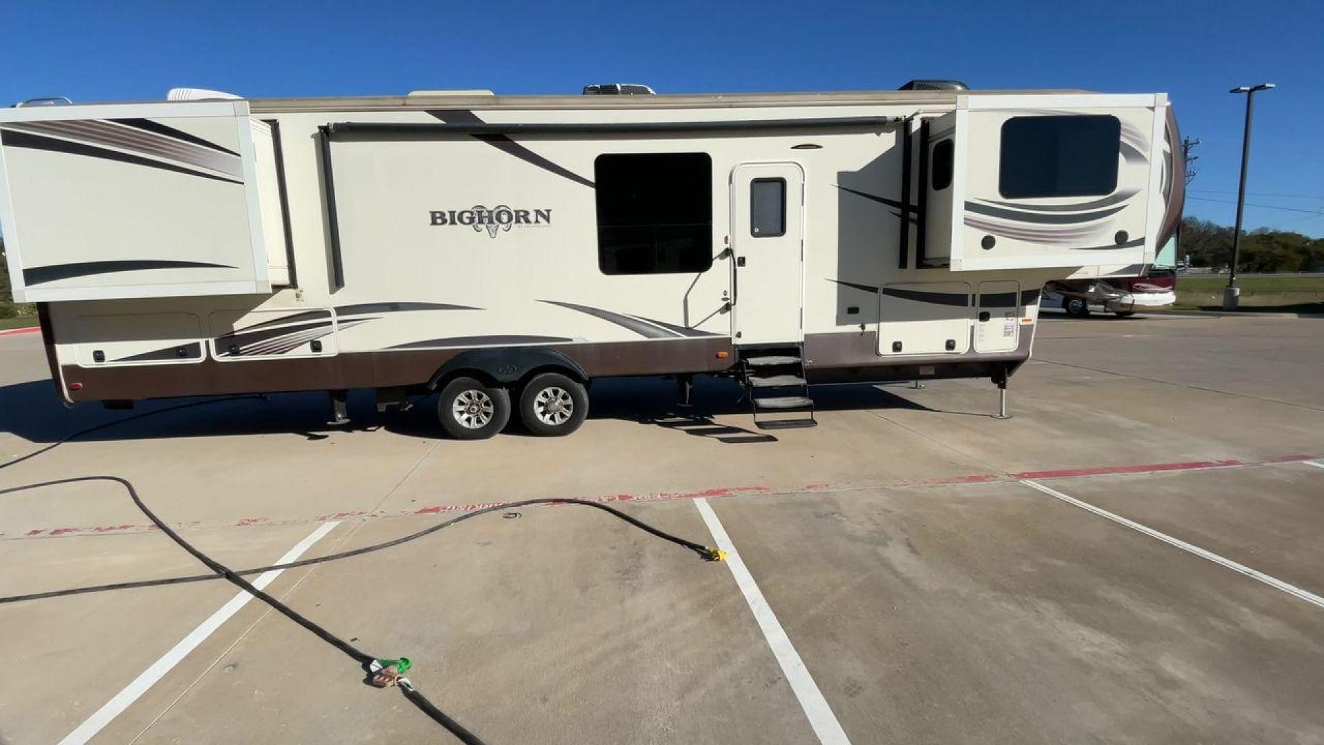 2015 TAN BIGHORN 3750FL (5SFBG4323FE) , Length: 41.7 ft. | Gross Weight: 16,000 lbs. | Slides: 5 transmission, located at 4319 N Main St, Cleburne, TX, 76033, (817) 678-5133, 32.385960, -97.391212 - Photo#2