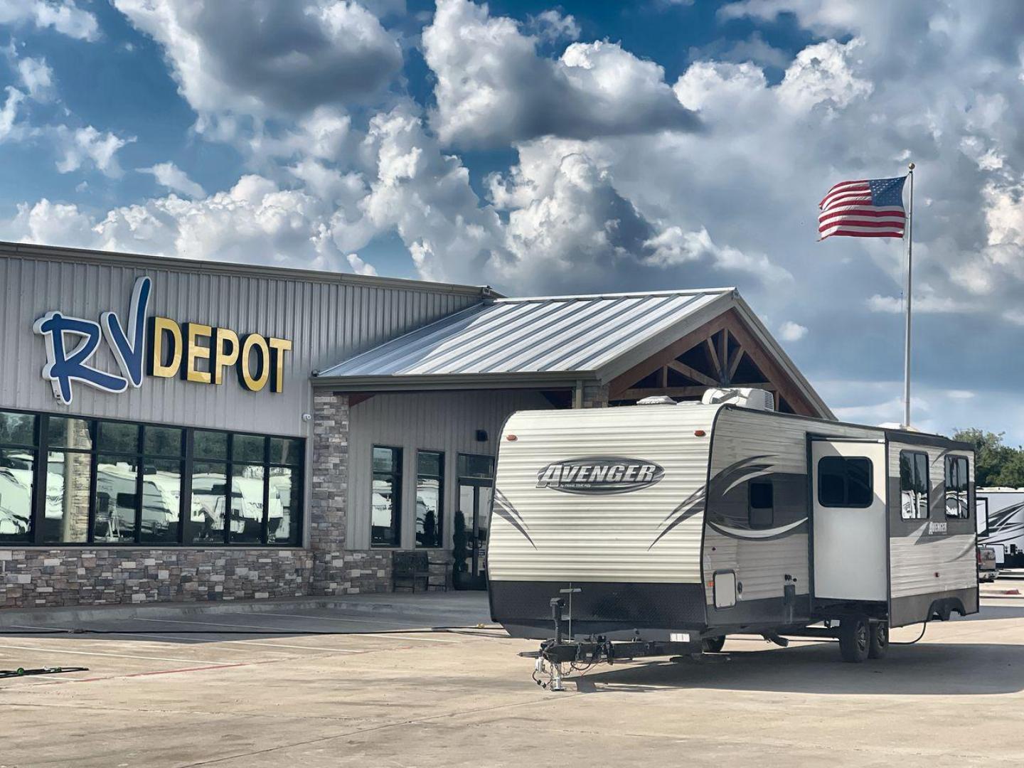 2017 TAN FOREST RIVER AVENGER 31DBS (5ZT2AVWB1HB) , Length: 35.75 ft | Dry Weight: 7,189 lbs. | Gross Weight: 9,589 lbs. | Slides: 1 transmission, located at 4319 N Main St, Cleburne, TX, 76033, (817) 678-5133, 32.385960, -97.391212 - This is the 2017 Forest River Avenger 31DBS. It's your ticket to fun and excitement on the open road with your family. The length of this travel trailer is 35.75 feet and its dry weight is 7,189 lbs. When you walk inside, you'll find a plan that was made for comfort and ease. The bathroom in the bac - Photo#0