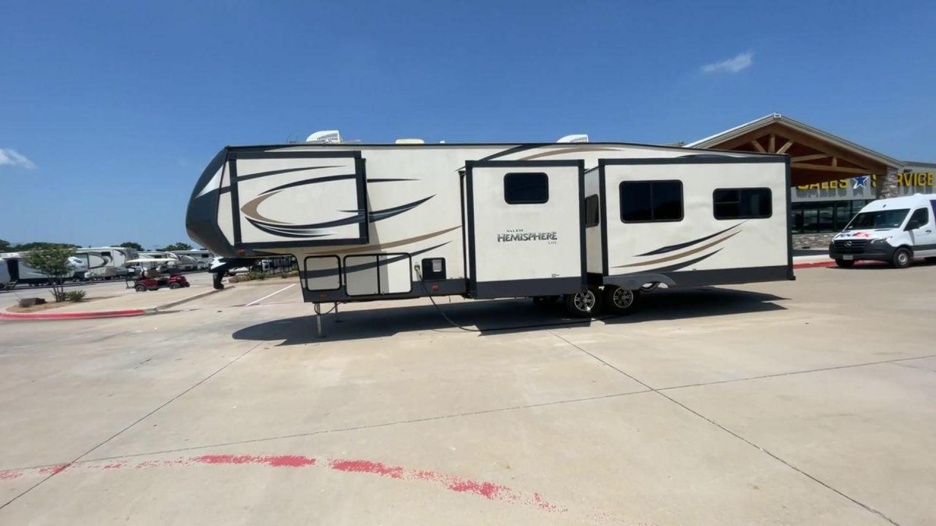 2017 TAN FOREST RIVER SALEM HEMISPHERE (4X4FSBN23HV) , Length: 42 ft.| Dry Weight: 10,924 lbs.| Slides: 4 transmission, located at 4319 N Main St, Cleburne, TX, 76033, (817) 678-5133, 32.385960, -97.391212 - This is a 2017 Salem Hemisphere 368RLBHK fifth wheel. It has dimensions of 42 ft in length, 8 ft in width, and a 13.17 ft height. It has a dry weight of 10,924 lbs and a payload capacity of 3,156 lbs with a hitch weight of 2,080 lbs. This comes with four power-retractable slideouts and one 19 ft pow - Photo#6