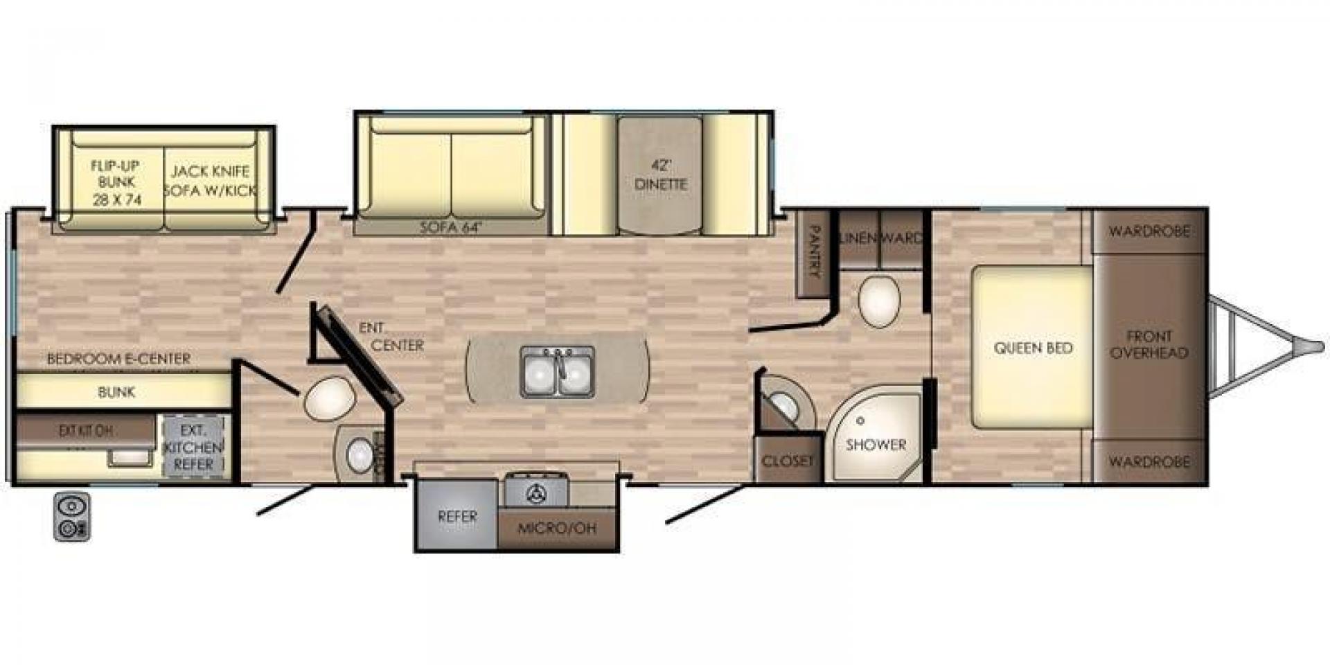 2018 KEYSTONE RV SUNSET TRAIL 331BH (4YDT3312XJ5) , Length: 37.5 ft. | Dry Weight: 7,186 lbs. | Gross Weight: 9,735 lbs. | Slides: 3 transmission, located at 4319 N Main St, Cleburne, TX, 76033, (817) 678-5133, 32.385960, -97.391212 - Board this 2018 Keystone Sunset Trail 331BH to your family's dream destination and enjoy all the fantastic amenities it has to offer! It measures 37.5 ft. in length and 11.17 ft. in height. It has a dry weight of 7,186 lbs. with a hitch weight of 936 lbs. Its exterior is white with black graphics. I - Photo#9