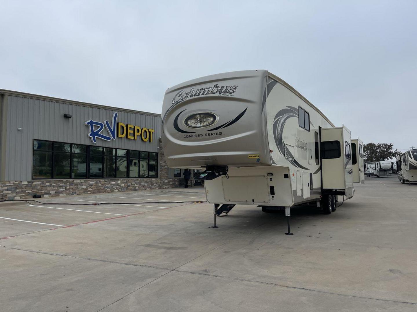 2019 FOREST RIVER COLUMBUS 386FKC (4X4FCMR21K6) , Length: 42.08 ft | Dry Weight: 12,272 lbs | Gross Weight: 15,272 lbs | Slides: 5 transmission, located at 4319 N Main St, Cleburne, TX, 76033, (817) 678-5133, 32.385960, -97.391212 - The 2019 Forest River Columbus 386FKC is a fifth-wheel RV that stands out for its innovative design and luxurious amenities. Key features include a distinctive front kitchen layout, providing a spacious and well-equipped cooking area, and an expansive living area with residential furniture, large wi - Photo#0