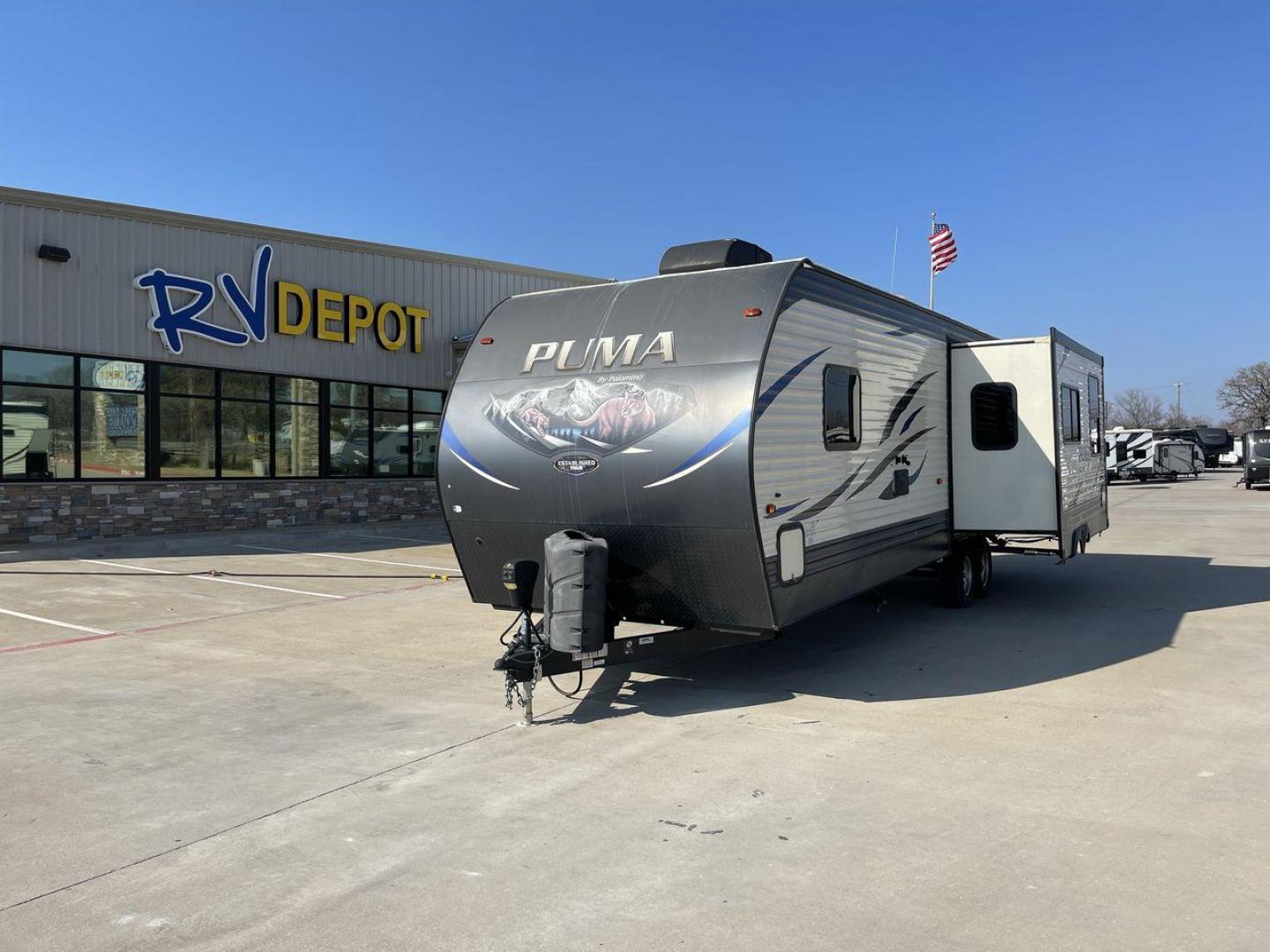 2019 FOREST RIVER PUMA 28RKSS (4X4TPUD23KP) , located at 4319 N Main St, Cleburne, TX, 76033, (817) 678-5133, 32.385960, -97.391212 - Here are additional factors highlighting why owning this RV is a superb choice. (1) The Puma 28RKSS comes equipped with Dexter Torflex EZ Lube axles, Durable Fiberglass Exterior and Power Stabilizer Jacks (2) It has Dual Entry Doors, one entrance leads directly into the main living area, while - Photo#0