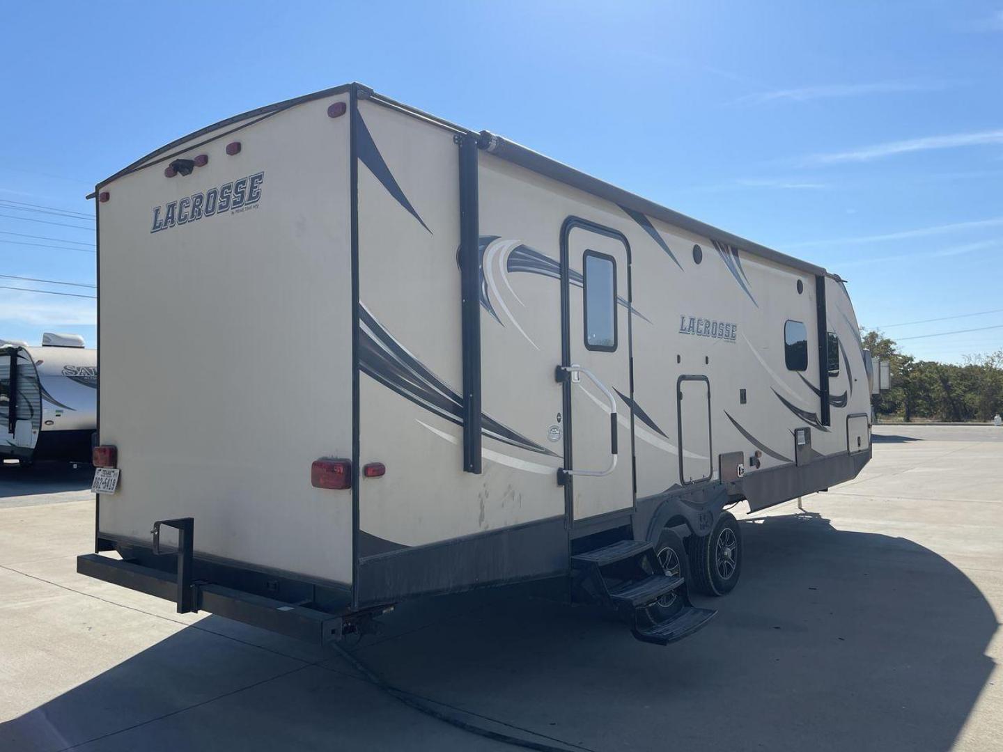 2019 TAN PRIME TIME LACROSSE 2911RB - (5ZT2LCUB3KB) , Length: 31.92 ft. | Dry Weight: 6,516 lbs. | Slides: 1 transmission, located at 4319 N Main St, Cleburne, TX, 76033, (817) 678-5133, 32.385960, -97.391212 - This 2019 LaCrosse 2911RB travel trailer measures just a bit under 32' in length. It is a dual axle, aluminum wheel setup with a dry weight of 6,516 lbs and has a carrying capacity of 3,054 lbs. This LaCrosse has one slide. The rear of the trailer holds the bathroom, which has a standalone sink and - Photo#25