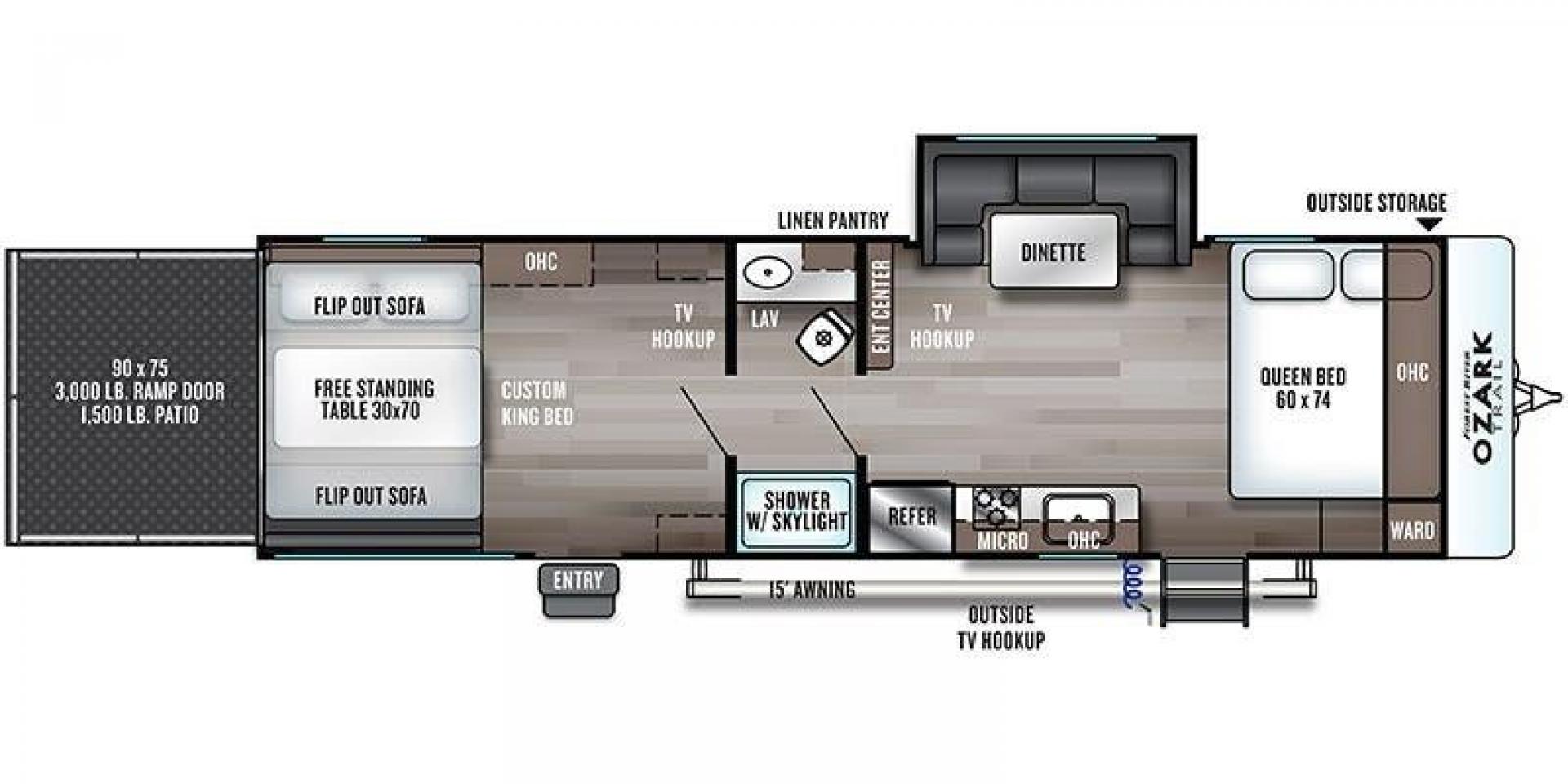 2020 FOREST RIVER OZARK 2700TH (4X4TZKC24LY) , Length:32.33 ft | Dry Weight: 5,683 lbs. | Gross Weight: 7,830 lbs. | Slides: 1 transmission, located at 4319 N Main St, Cleburne, TX, 76033, (817) 678-5133, 32.385960, -97.391212 - Photo#9