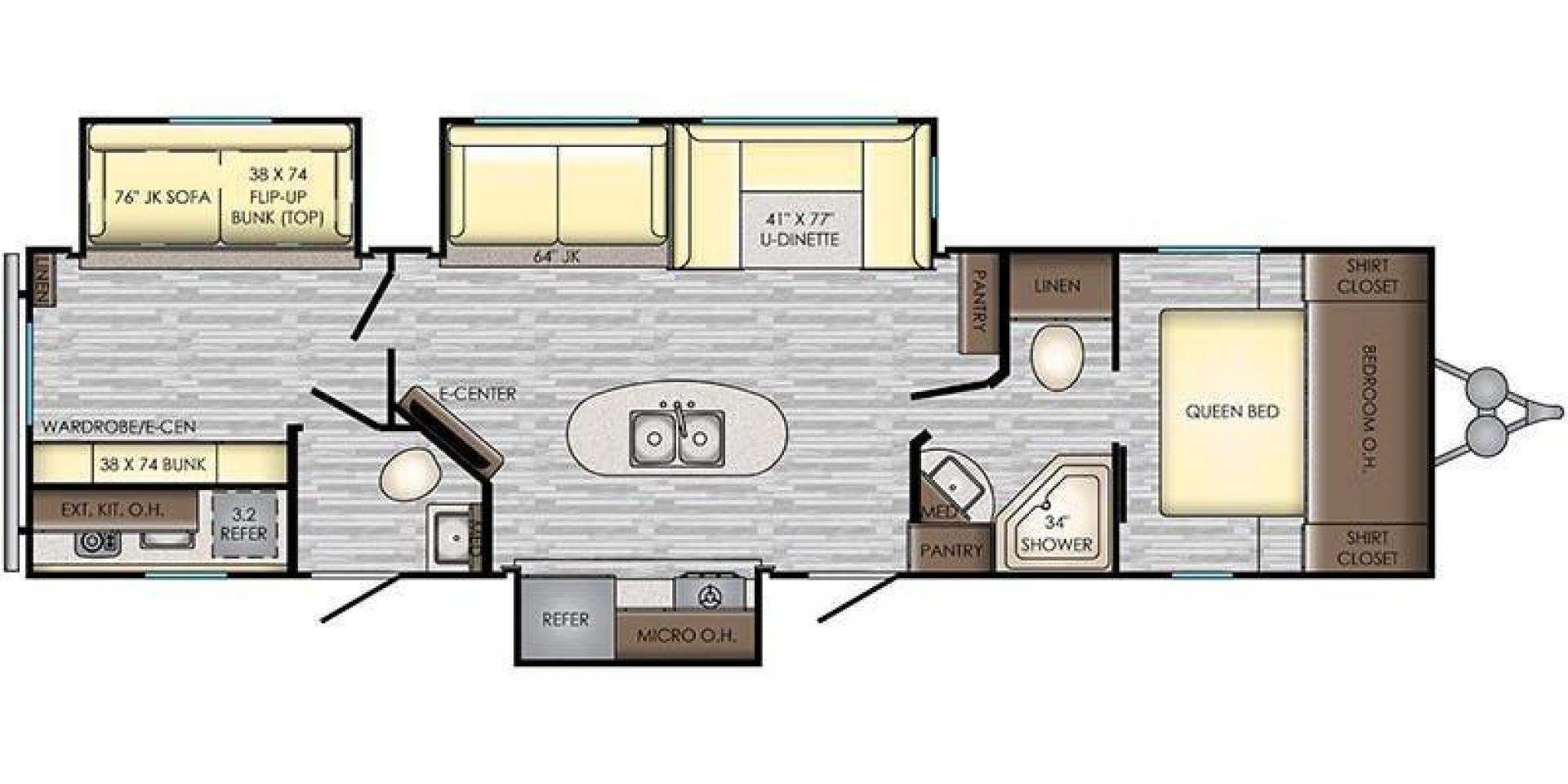 2020 KEYSTONE RV VOLANTE 33BH (4YDT33B26L6) , Length: 37.5 ft. | Dry Weight: 8,284 lbs. | Slides: 3 transmission, located at 4319 N Main St, Cleburne, TX, 76033, (817) 678-5133, 32.385960, -97.391212 - With the 2020 Keystone RV Volante 33BH travel trailer, the family will sure enjoy every camping trip in all seasons. This trailer comes with ideal amenities to make your stay comfortable. This unit measures 38 ft length, 8 ft width, and 11.6 ft interior height. It has a dry weight of 7,658 lbs along - Photo#9