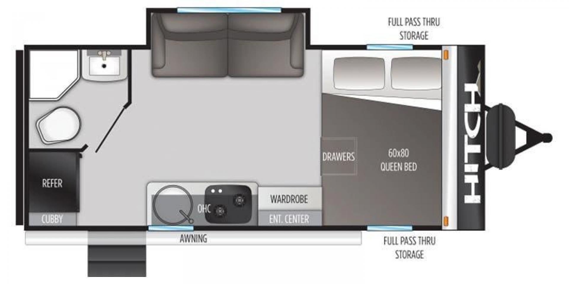 2022 CRUISER RV HITCH 18BHS (5RXRB2319N1) , Length: 22 ft | Dry Weight: 4,030 lbs | Gross Weight: 5,000 lbs | Slides: 1 transmission, located at 4319 N Main St, Cleburne, TX, 76033, (817) 678-5133, 32.385960, -97.391212 - The 2022 Cruiser RV Corp Hitch 18BHS is a compact yet feature-packed travel trailer perfect for those who value comfort and convenience during their travels. Featuring a sleek and modern exterior design, this lightweight trailer measures approximately 22 feet in length, making it easy to tow and man - Photo#9