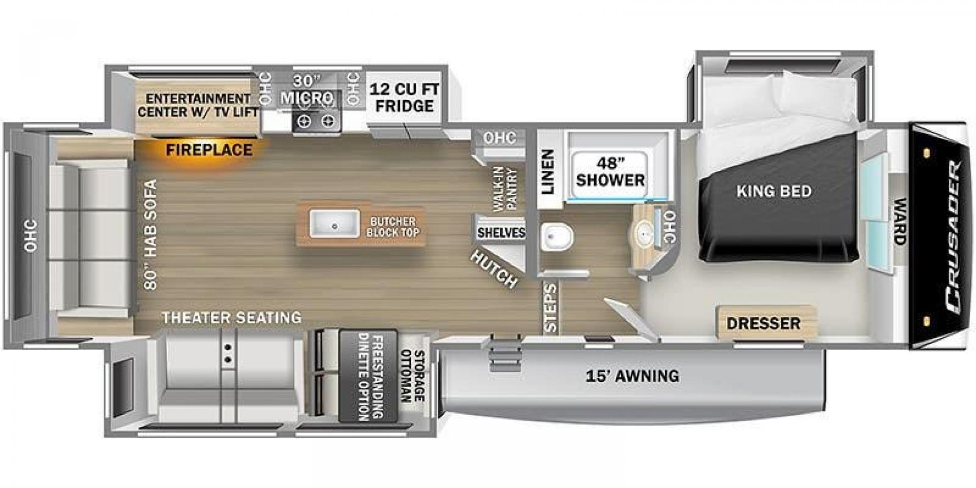 2022 FOREST RIVER CRUSADER 335RLP (5ZT3CSZBXNG) , Length: 37 ft | Dry Weight: 11,114 lbs | Slides: 3 transmission, located at 4319 N Main St, Cleburne, TX, 76033, (817) 678-5133, 32.385960, -97.391212 - Photo#9