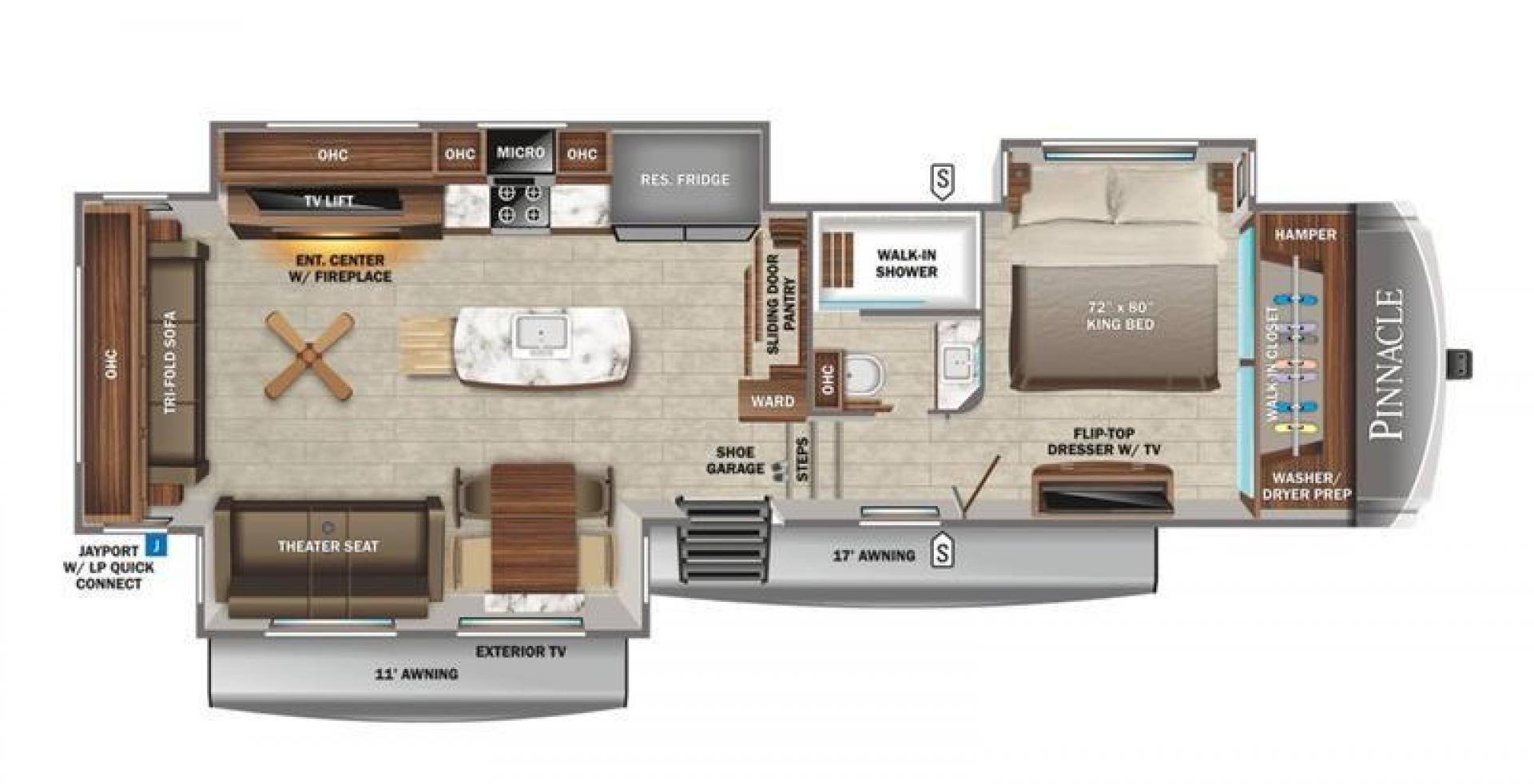 2022 JAYCO PINNACLE 36KPTS (1UJCJ0BV4N1) , Length: 41.1 ft. | Dry Weight: 13,540 lbs. | Gross Weight: 16,500 lbs. | Slides: 3 transmission, located at 4319 N Main St, Cleburne, TX, 76033, (817) 678-5133, 32.385960, -97.391212 - The 2022 Jayco Pinnacle 36KPTS is a luxurious fifth wheel designed for those who seek premium comfort and modern amenities on the road. With its spacious interior, high-end finishes, and thoughtful layout, this model is perfect for full-time RV living or extended adventures. Measuring 41.1 ft. in le - Photo#9