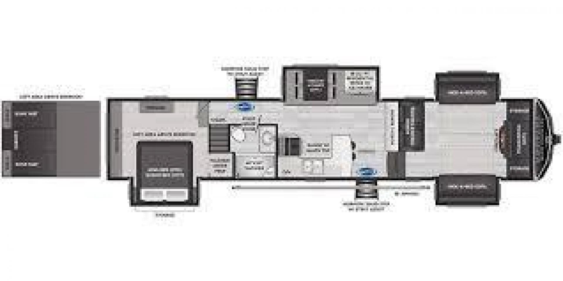 2022 KEYSTONE MONTANA 377FL (4YDFHMU26NA) , Length: 41.92 ft | Dry Weight: 13,267 lbs | Gross Weight: 16,460 lbs | Slides: 4 transmission, located at 4319 N Main St, Cleburne, TX, 76033, (817) 678-5133, 32.385960, -97.391212 - The 2022 Keystone Montana 377FL is a luxury fifth wheel that offers an upscale design and a front-living floor plan, ideal for extended travel or full-time living. Its body features a clean white base color with bold black and gray graphics, creating a sleek and contemporary look. With its sophistic - Photo#9