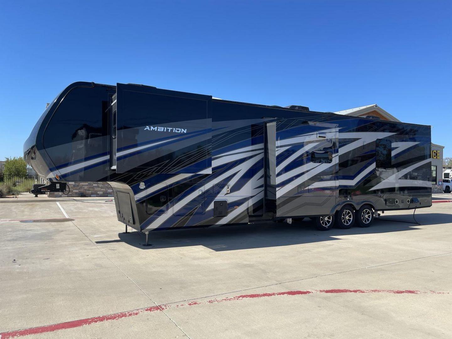 2022 VANLEIGH AMBITION 399TH (7HHAC4333NV) , Length: 43.58 ft. | Dry Weight: 16,900 lbs. | Gross Weight: 21,000 lbs. | Slides: 2 transmission, located at 4319 N Main St, Cleburne, TX, 76033, (817) 678-5133, 32.385960, -97.391212 - Brace yourself for some wild and thrilling adventures in this 2022 Vanleigh Ambition 399TH! This big and spacious toy hauler measures 43.58 ft. in length and 13.08 ft. in height. It has a dry weight of 16,900 lbs. and a GVWR of 21,000 lbs. It also has a hitch weight of 3,500 lbs. which makes it t - Photo#30