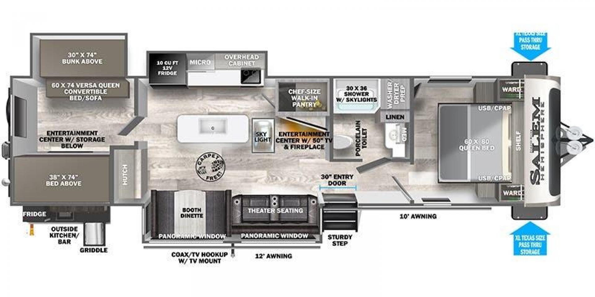 2023 FOREST RIVER SALEM HEMISPHERE 310 (4X4TSBG22PU) , Length: 38.67 ft. | Dry Weight: 9,088 lbs. | Gross Weight: 11,400 lbs. | Slides: 3 transmission, located at 4319 N Main St, Cleburne, TX, 76033, (817) 678-5133, 32.385960, -97.391212 - Photo#9