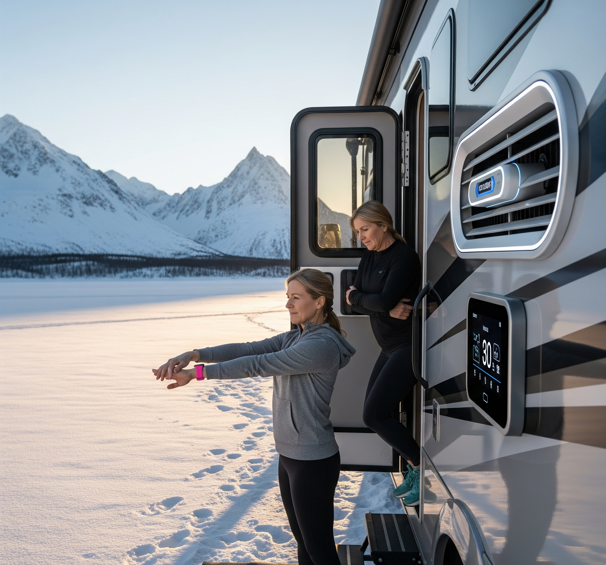 2 women outside RV