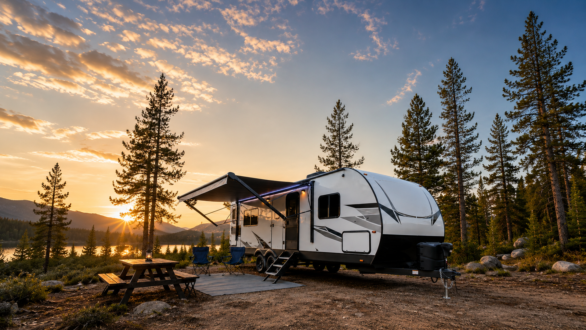 RV campsite at dusk