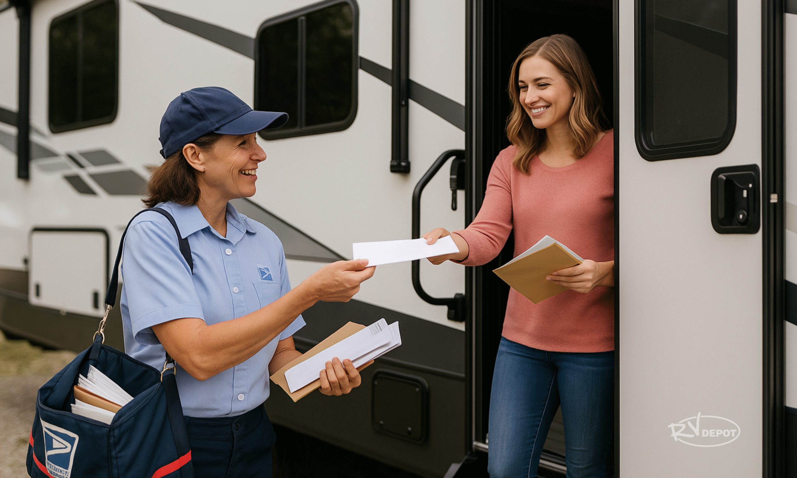 Woman getting mail from Postal service