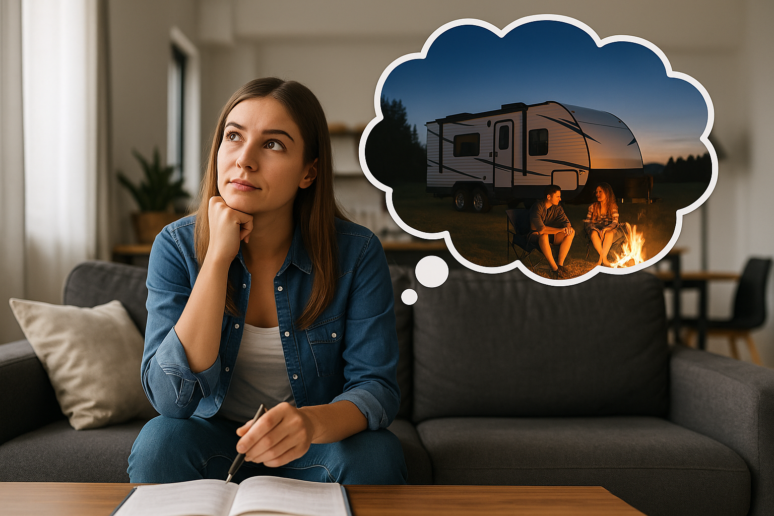 Woman thinking of the RV Life